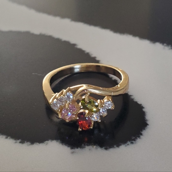 Beautiful gemstone ring, costume jewelry, approx. Sz.8 - Picture 2 of 3